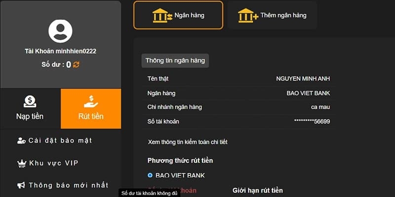 Quy trình rút tiền 8KBET khá đơn giản, chỉ diễn ra trong vài bước
